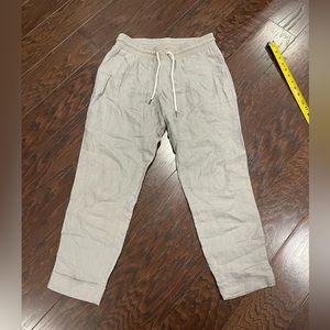 Athleta Pants Womens Size 4 Gray 100% Linen Pull On Jogger Drawstring